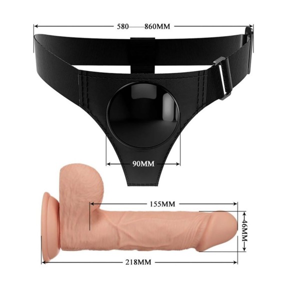 STRAP-ON FALLO INDOSSABILE PER DONNA 22 CM CON BASE A VENTOSA JERRY