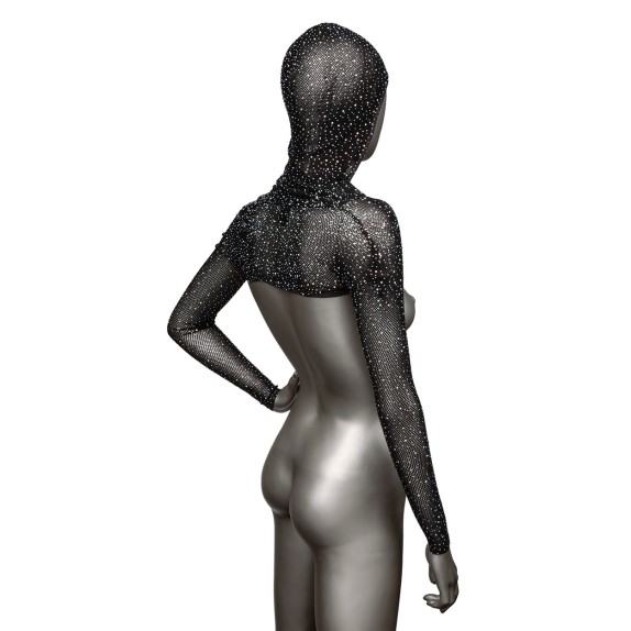 COPRISPALLE CON GUANTI E CAPPUCCIO IN RETE CON STRASS
