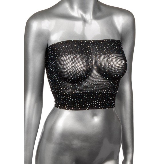 TOP A FASCIA IN RETE CON STRASS EFFETTO VEDO-NON-VEDO RADIANCE