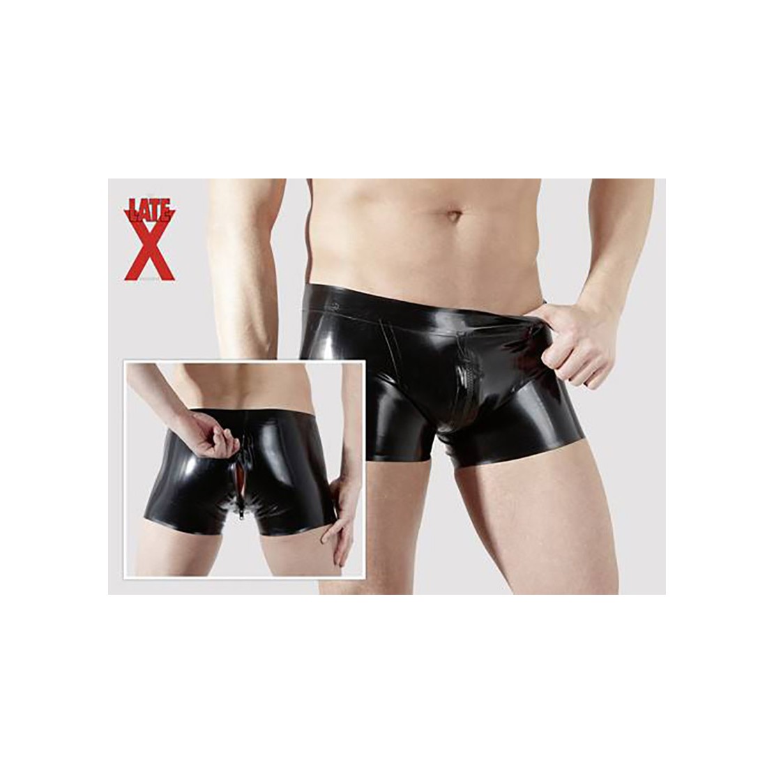PANTALONCINO IN LATEX PER UOMO CON CERNIERA