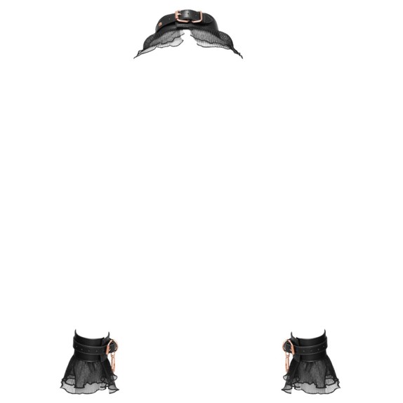 COSTRITTIVO SEXY SET 3 PEZZI BONDAGE CON CATENE DORATE E VOLANT NERI BAD KITTY
