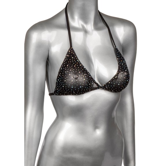 REGGISENO A TRIANGOLO SEXY PER DONNA IN MICRORETE CON STRASS