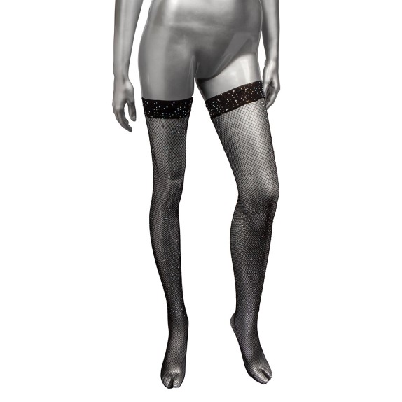 CALZE AUTOREGGENTI SEXY IN RETE CON STRASS BRILLANTI THIGH HIGH STOCKINGS