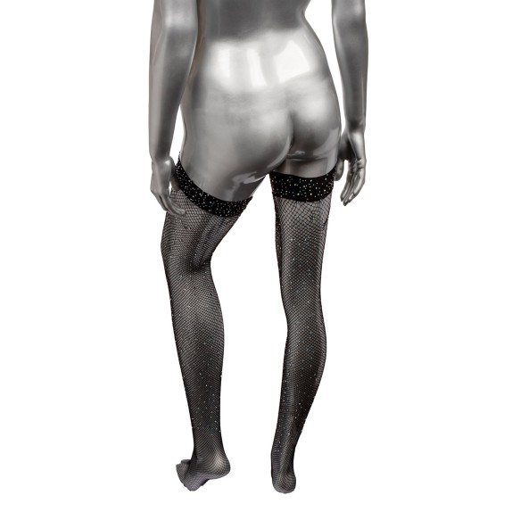 CALZE AUTOREGGENTI SEXY IN RETE CON STRASS BRILLANTI THIGH HIGH STOCKINGS