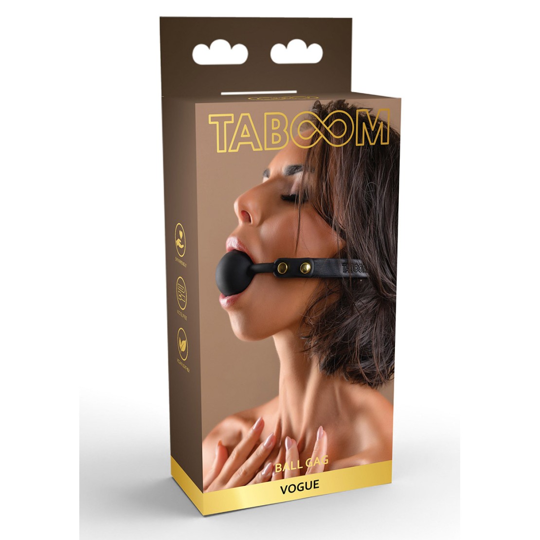 BALL GAG IN PELLE SINTETICA NERA CON BORCHIE...
