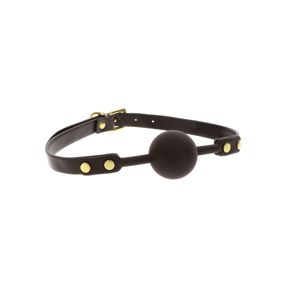 BALL GAG IN PELLE SINTETICA NERA CON BORCHIE DORATE TABOOM