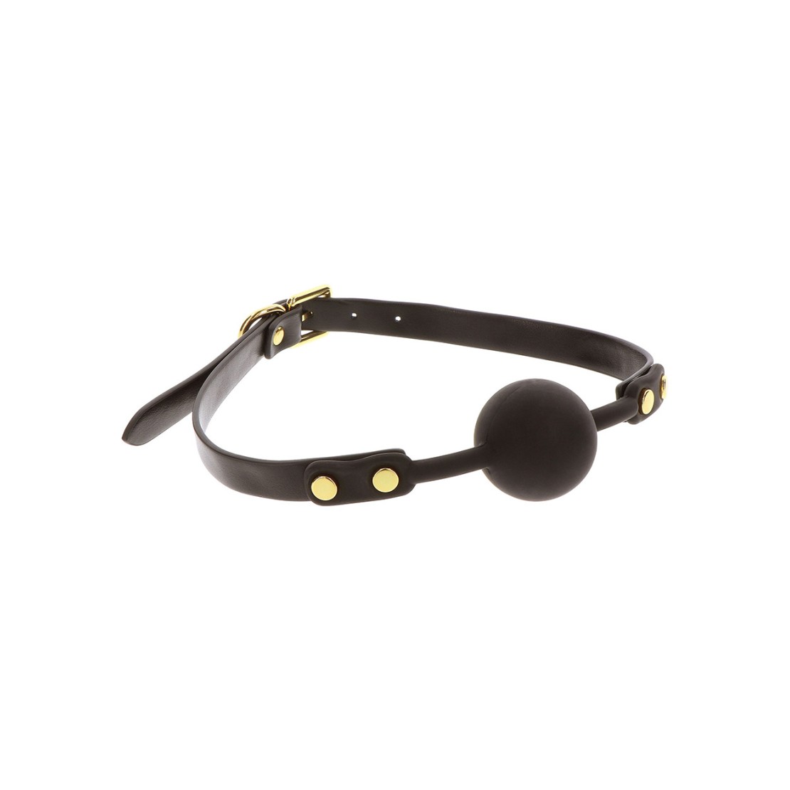 BALL GAG IN PELLE SINTETICA NERA CON BORCHIE...