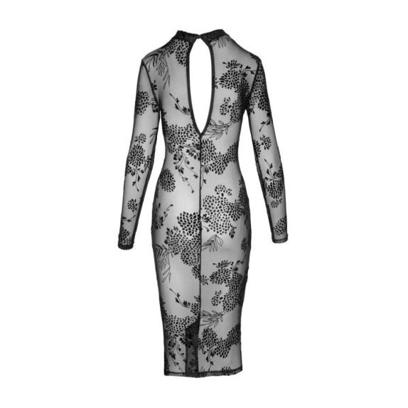VESTITO SEXY PER DONNA TRASPARENTE CON DETTAGLI RICAMATI NOIR HANDMADE