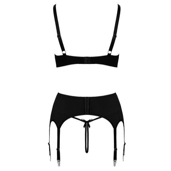 SET 3 PEZZI COMPLETO INTIMO SEXY APERTO RICAMATO PER DONNA