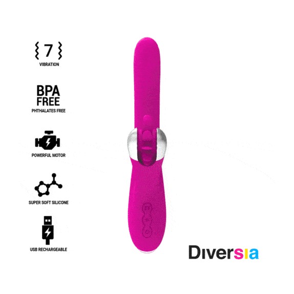 RABBIT VIBRATORE STIMOLATORE CLITORIDEO E DEL PUNTO G ROTANTE CON PERLE DIVERSIA