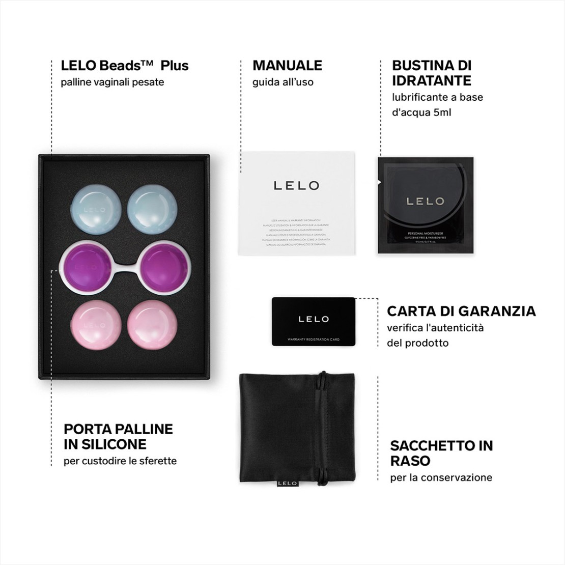 LELO LUNA BEADS GRANDI 4 PALLINE VAGINALI