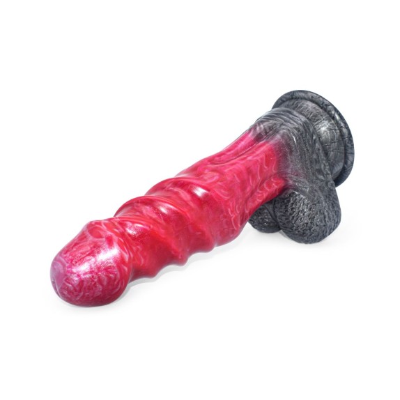 DILDO MONSTAR SEX TOY CON VENTOSA IN SILICONE LIQUIDO ROSSO E NERO