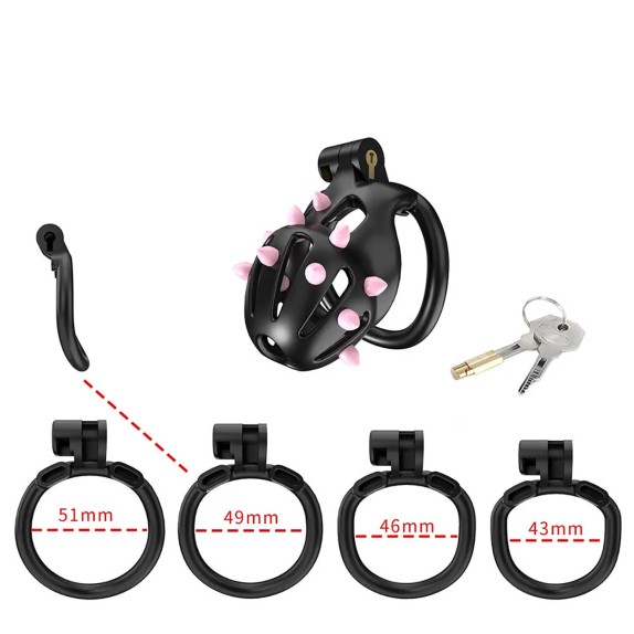 CINTURA DI CASTITA' PER UOMO CON SPUNTE STIMOLANTI E ANELLI COCK RING FLEXISPIKE