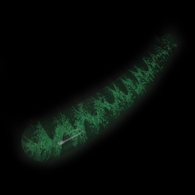 DILDO LISCIO CURVO IN VETRO SEX TOY GLOW IN THE DARK 2