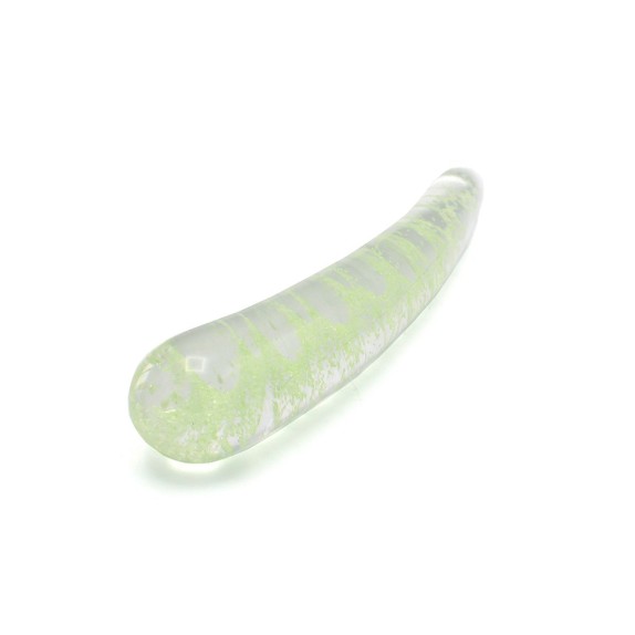 DILDO LISCIO CURVO IN VETRO SEX TOY GLOW IN THE DARK