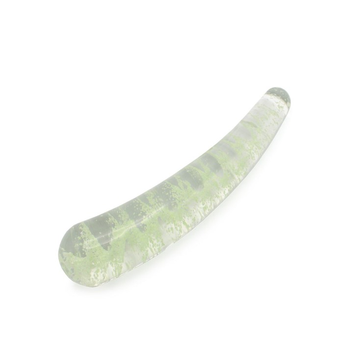 DILDO LISCIO CURVO IN VETRO SEX TOY GLOW IN THE DARK
