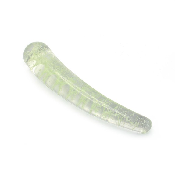 DILDO LISCIO CURVO IN VETRO SEX TOY GLOW IN THE DARK