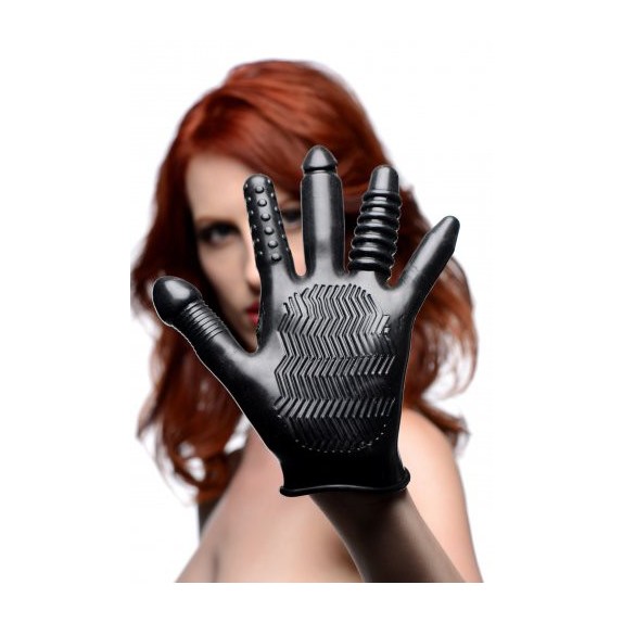 GUANTO CORTO SEXY PER FISTING CON RILIEVI A DOPPIA FACCIA MASTER SERIES