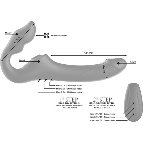 STRAP-ON STRAPLESS PER DONNA SEXY CON STIMOLAZIONE PUNTO G E CLITORIDE E VIBRAZIONE