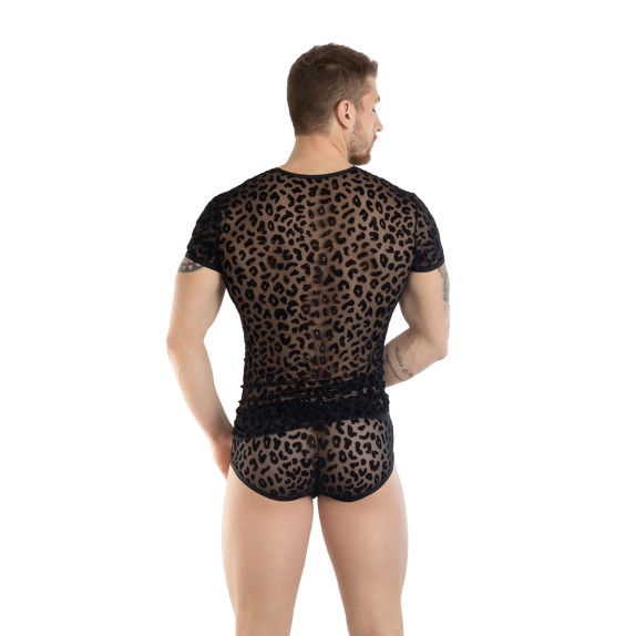 MAGLIETTA SEXY PER UOMO ANIMALIER RICAMI LEOPARDATO IN FILO VELLUTATO EROS VENEZIANI