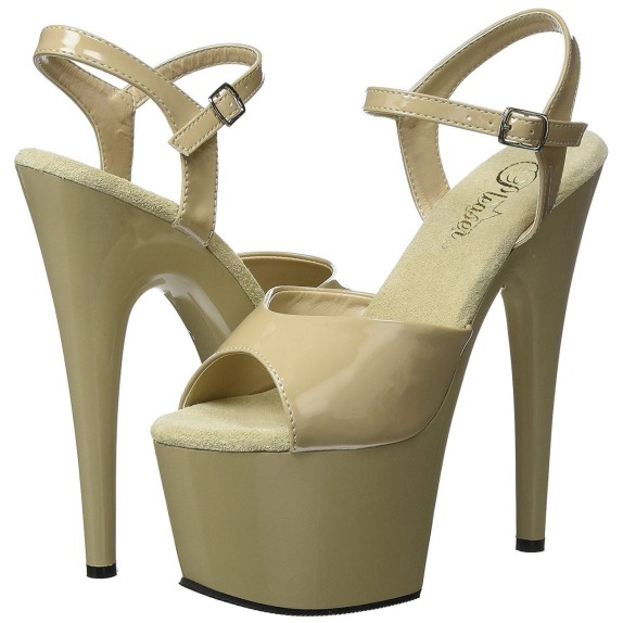 SANDALO SEXY PER DONNA COLOR CREMA TACCO 17-18 CM CON CINTURINO