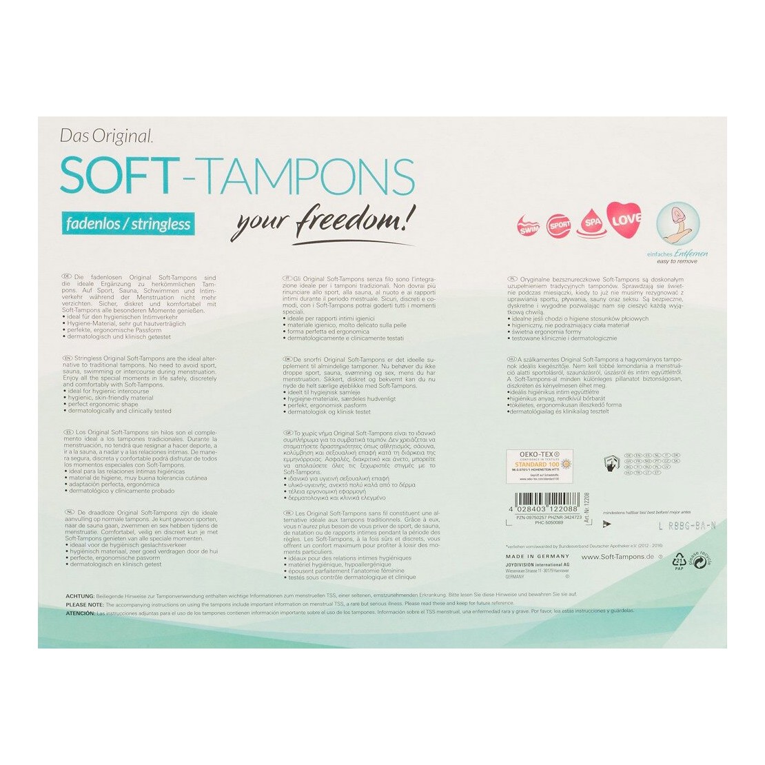 SOFT TAMPONS TAMPONE VAGINALE INVISIBILE