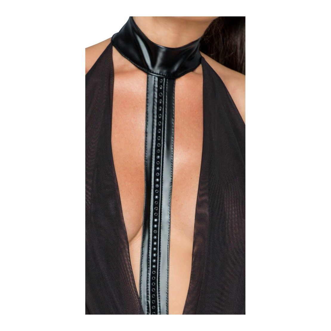 ABITO CORTO WETLOOK SEXY PER DONNA SCOLLATO CON...