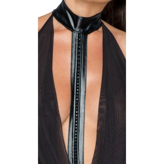 ABITO CORTO SEXY PER DONNA SCOLLATO CON COLLARE E STRASS