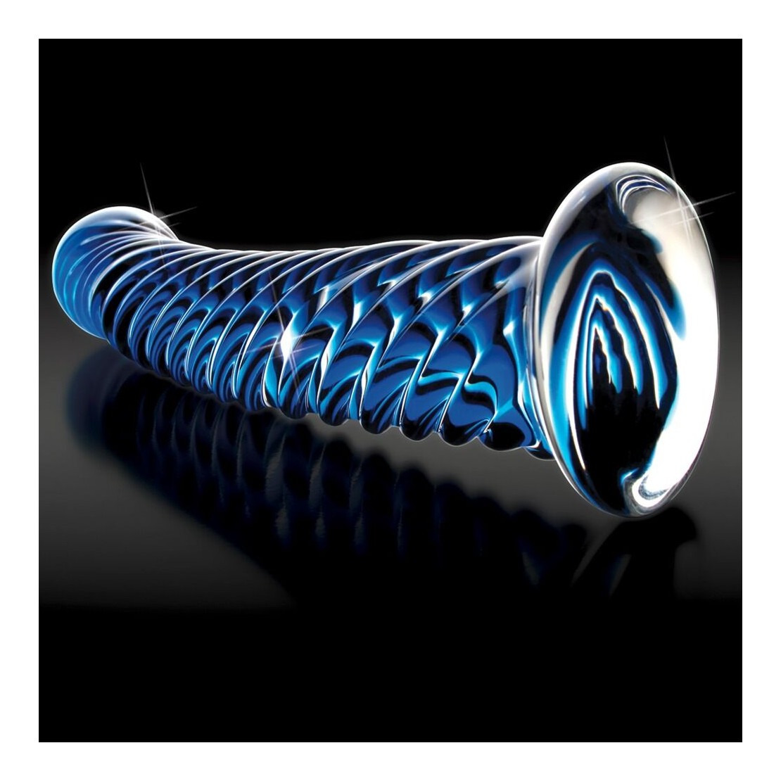DILDO IN VETRO BLU SEX TOY CON RILIEVI