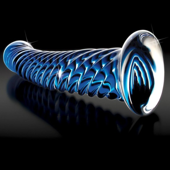 DILDO IN VETRO BLU SEX TOY CON RILIEVI