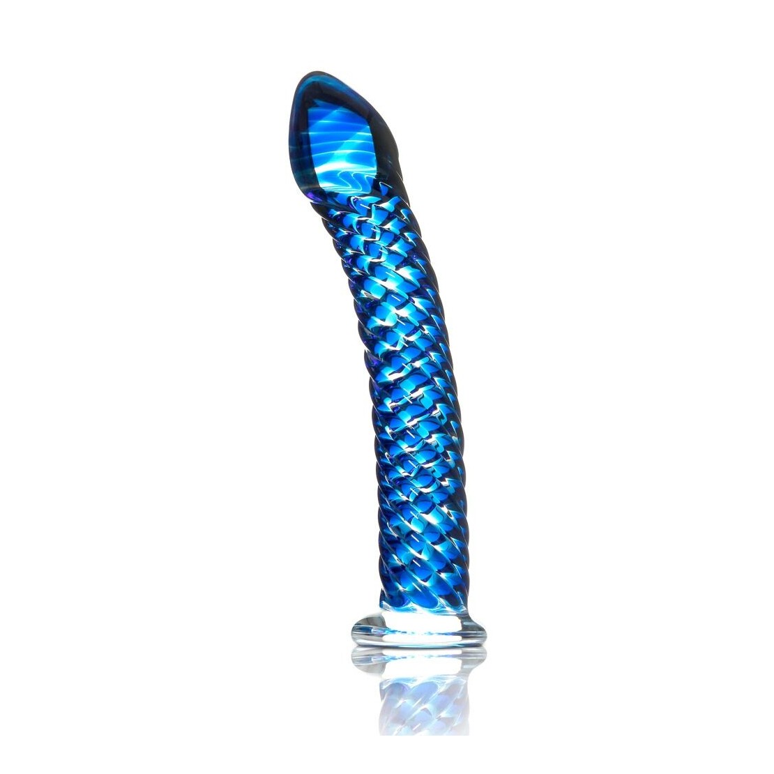 DILDO IN VETRO BLU SEX TOY CON RILIEVI