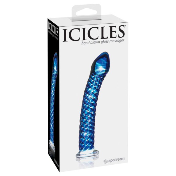 DILDO IN VETRO BLU SEX TOY CON RILIEVI