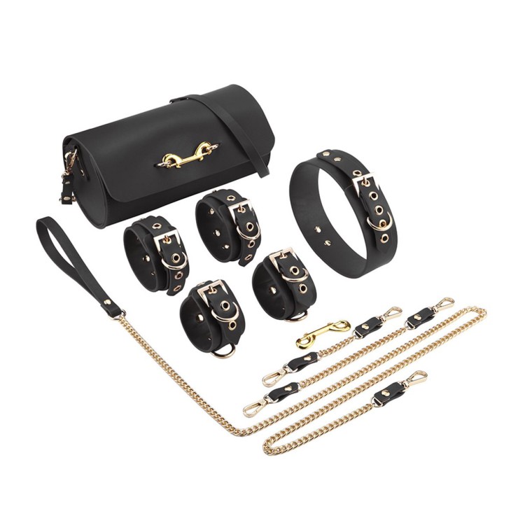 KIT 5 PEZZI BDSM SEXY CON BORSA PORTA OGGETTI IN PELLE...