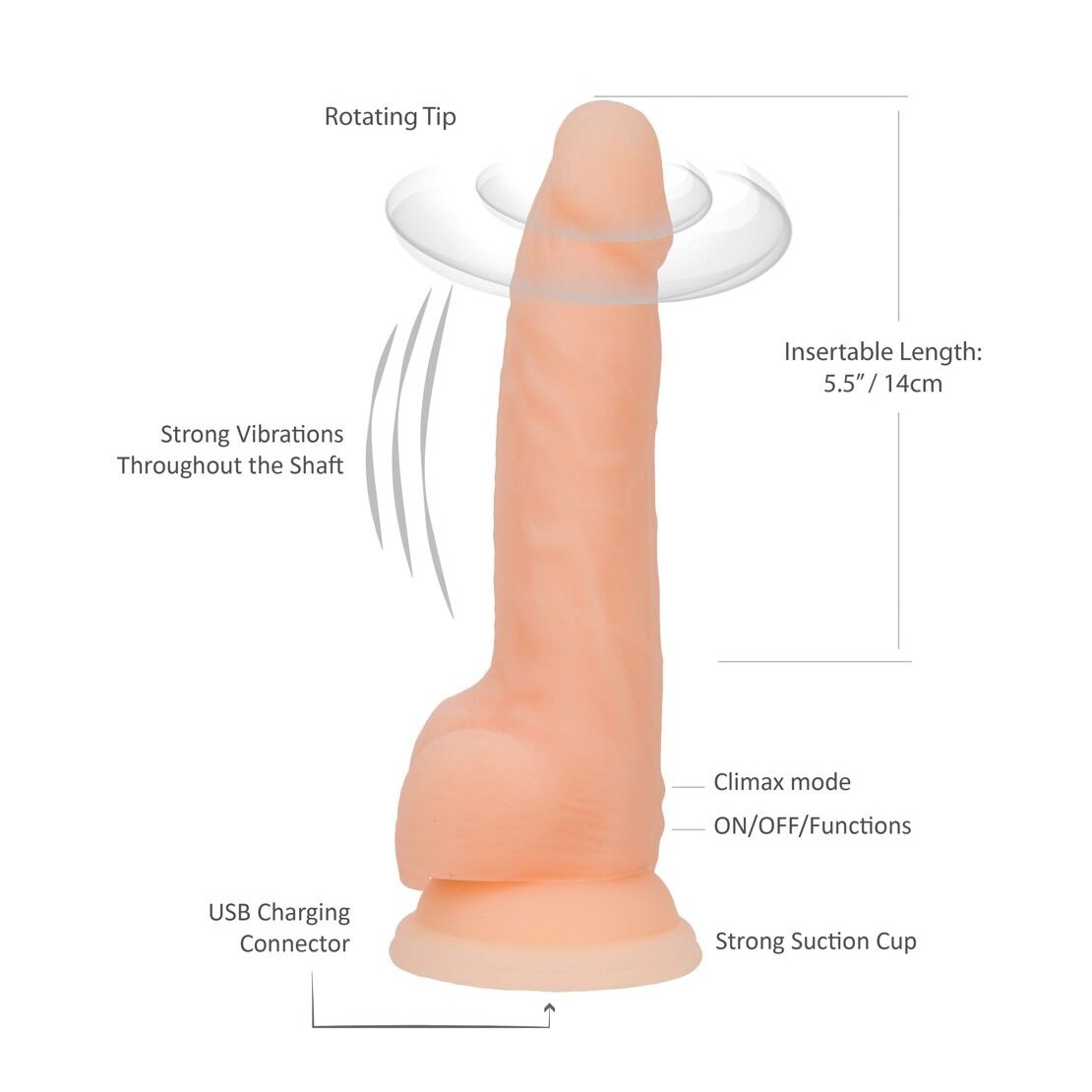 VIBRATORE REALISTICO ROTANTE SEX TOY CM. 20 NAKED