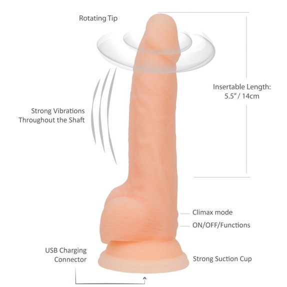 VIBRATORE REALISTICO ROTANTE SEX TOY CM. 20 NAKED