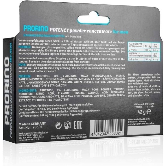 STIMOLANTE NATURALE UOMO PER L'EREZIONE PRORINO 7 BUSTINE