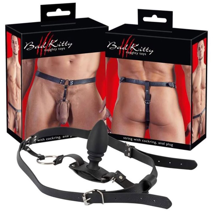 STRING SEXY PER UOMO CON ANELLO FALLICO COCK RING E PLUG...