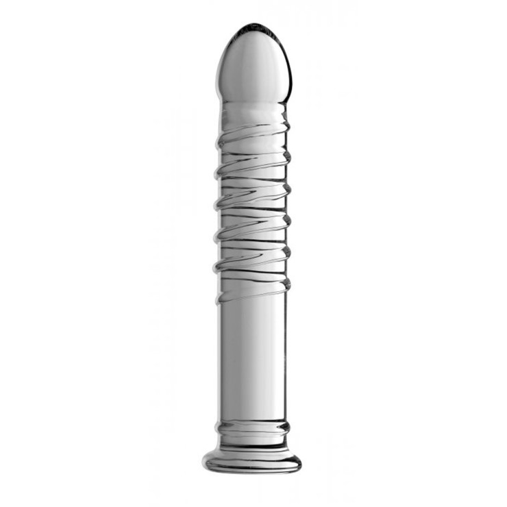 DILDO IN VETRO CON RILIEVI A SPIRALE SEX TOY PER FISTING...