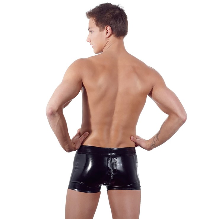 PANTALONCINO SEXY IN LATEX PER UOMO CON CERNIERA 2