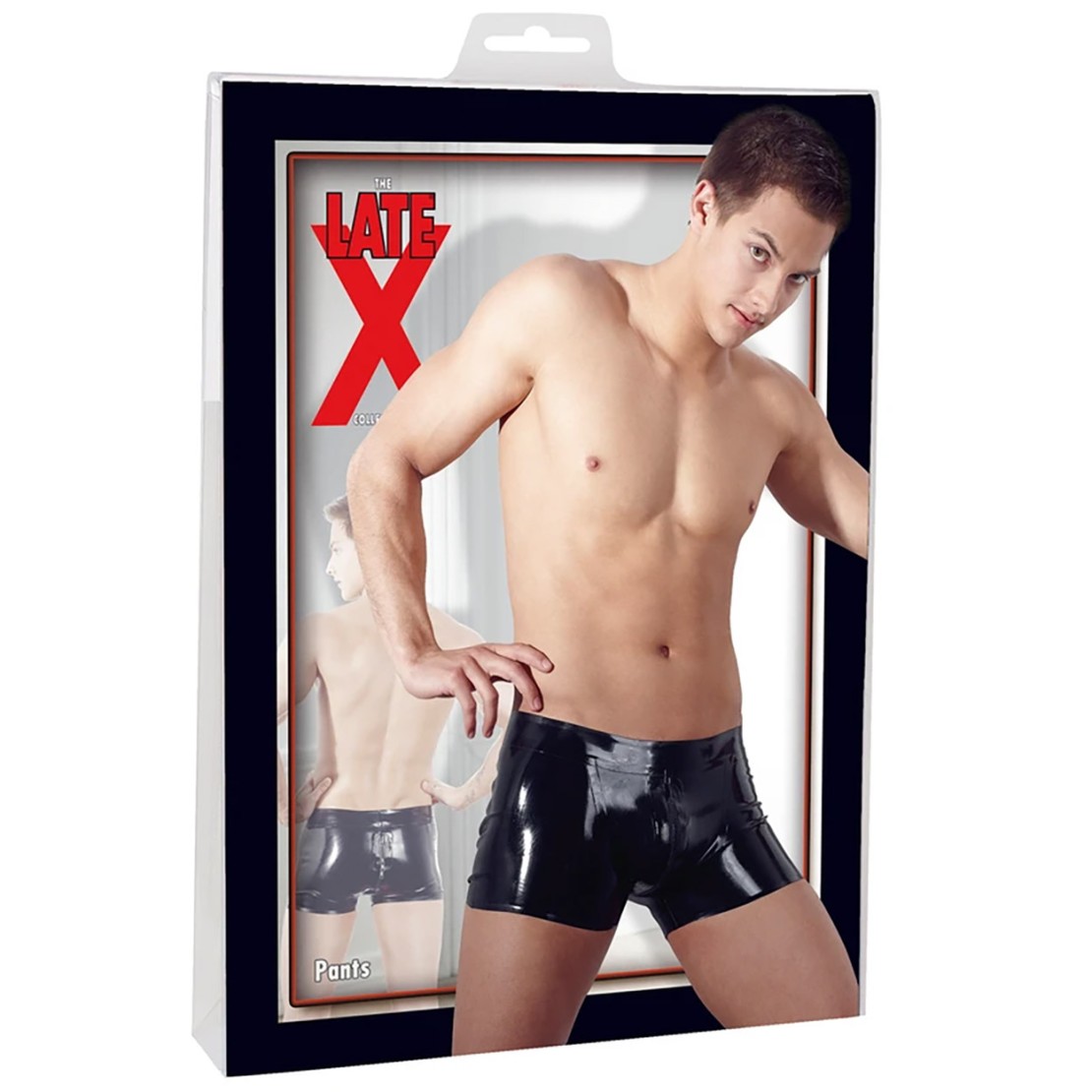 PANTALONCINO SEXY IN LATEX PER UOMO CON CERNIERA