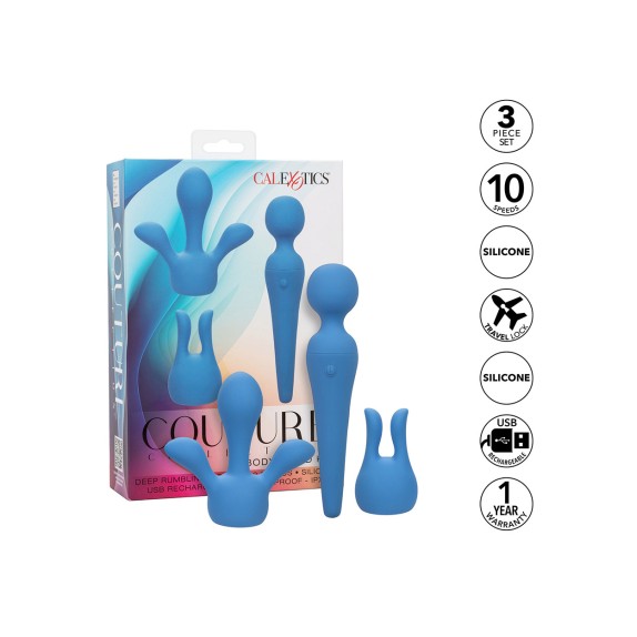 WAND KIT SEX TOY STIMOLATORE CLITORIDEO CON 2 TESTITE COUTURE