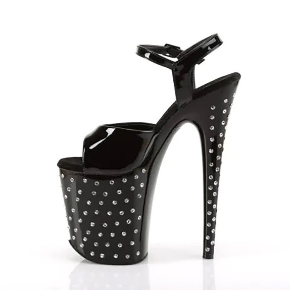 SANDALI SEXY TACCO 20 CM CON CINTURINO E STRASS