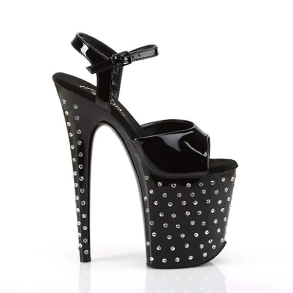 SANDALI SEXY TACCO 20 CM CON CINTURINO E STRASS