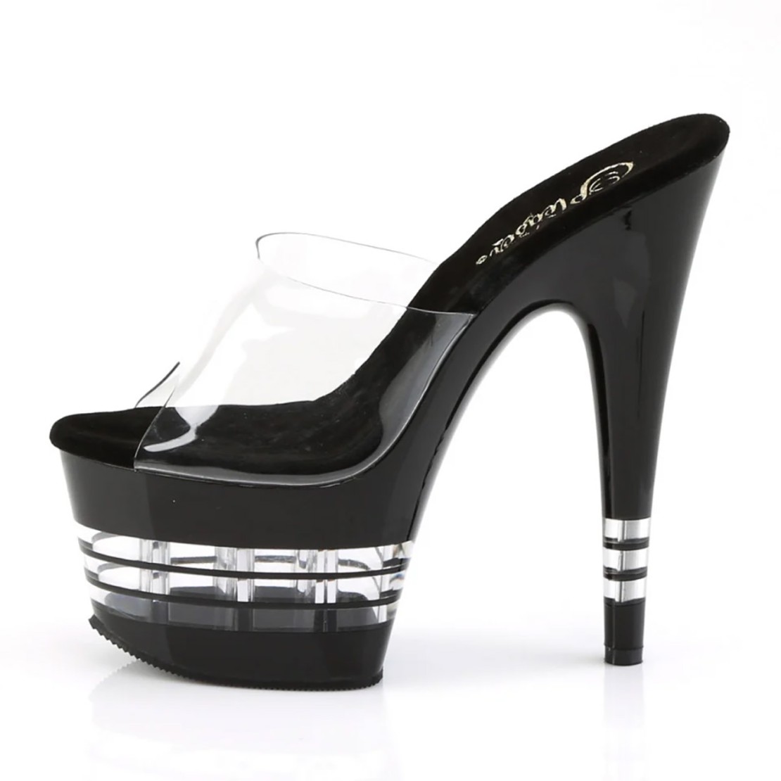 SANDALI TACCO ALTO 17.5 CM NERO CON LINEE