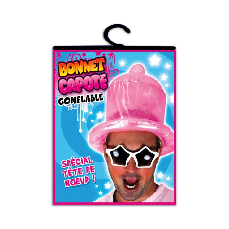 CAPPELLO SCHERZOSO A FORMA DI PRESERVATIVO ROSA GONFIABILE