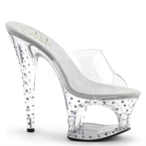 SANDALI TACCO 17,5 CM TRASPARENTI CON STRASS E ZOOM