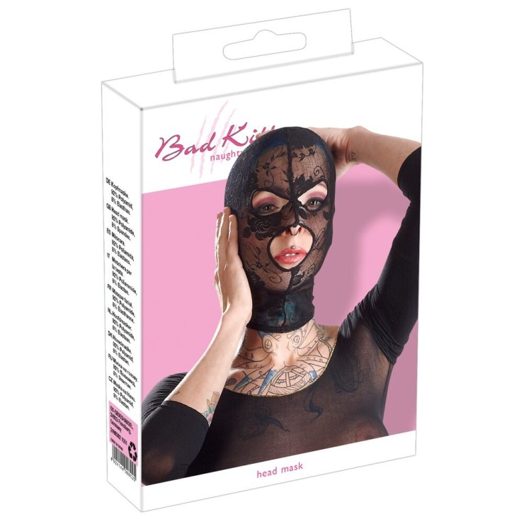 MASCHERA SEXY PER DONNA IN PIZZO E RETE NERA BAD KITTY