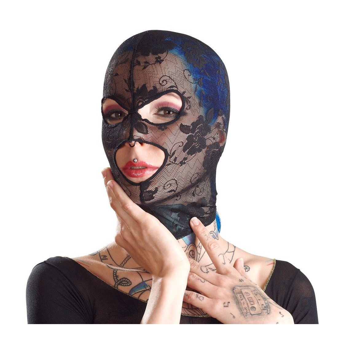MASCHERA SEXY PER DONNA IN PIZZO E RETE NERA...