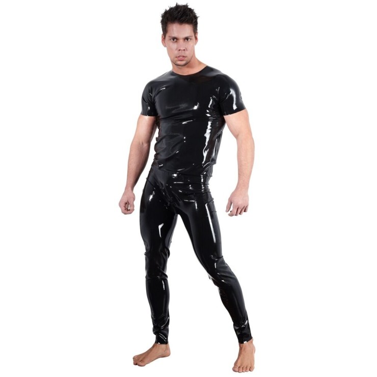 MAGLIETTA SEXY PER UOMO IN LATEX MANICHE CORTE 2