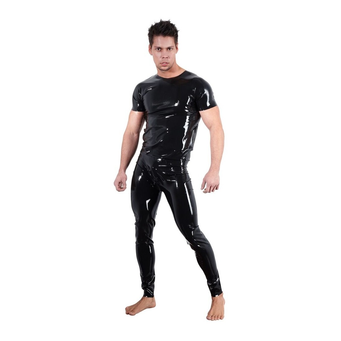 MAGLIETTA SEXY PER UOMO IN LATEX MANICHE CORTE